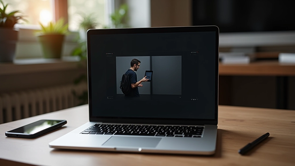 Laptop zobrazující přechodový efekt lightbox overlay s tmavým pozadím a zvětšeným obrázkem